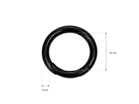 Kółko otwierane brelok Szekla fi 32/6mm Czarny Mat
