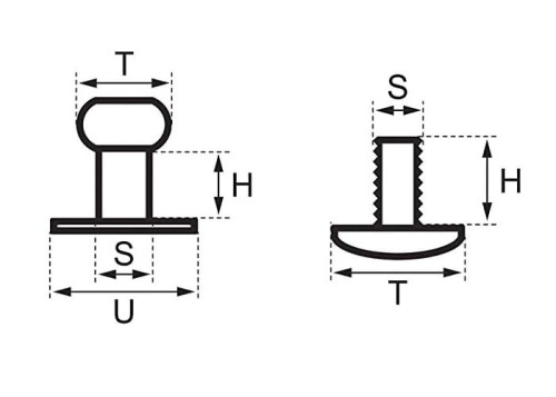 Knopik Ćwiek Nit Śrubka 6mm 5szt