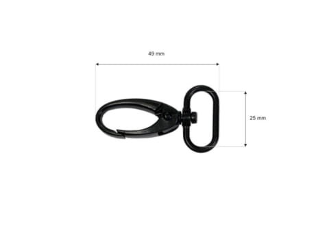 Karabinek karabińczyk 25x49mm Czarny MAT 5szt