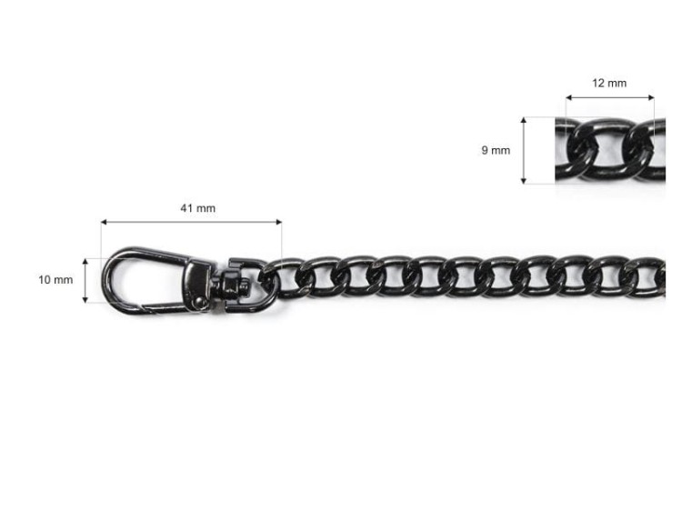 Łańcuszek do Torebki Dewizka 120cm Ciemny Nikiel