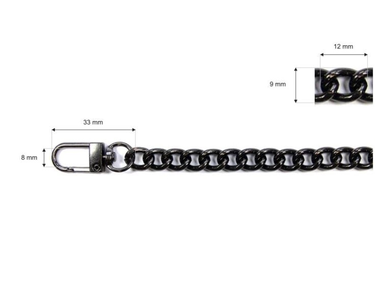 Łańcuszek do Torebki Dewizka 40cm Ciemny Nikiel