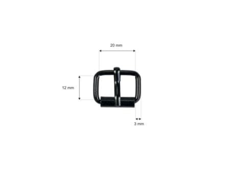 Klamra Sprzączka metalowa 20/12/3mm Czarny Mat 10szt