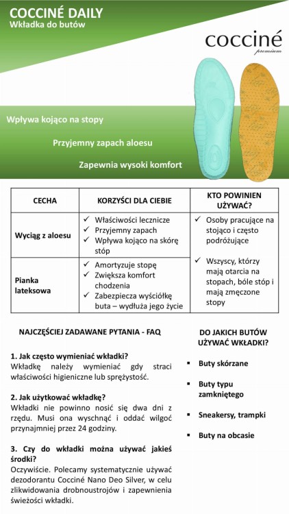 Wkładki do Butów Daily Aloe Vera WYGODA
