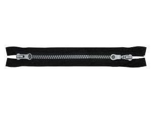 Rozdělovací zip, 75 cm, s dvěma jezdci, černý, 5 ks