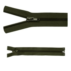 Zip #5 rozdělovací 65 cm tmavě olivová 5 ks