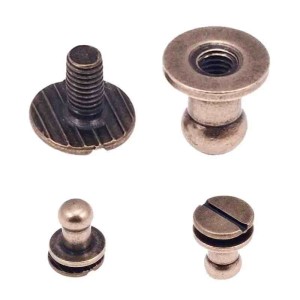 Šroubek, kulička, knoflík, nýt 5/4/8 mm, starozlatá barva, 5 ks
