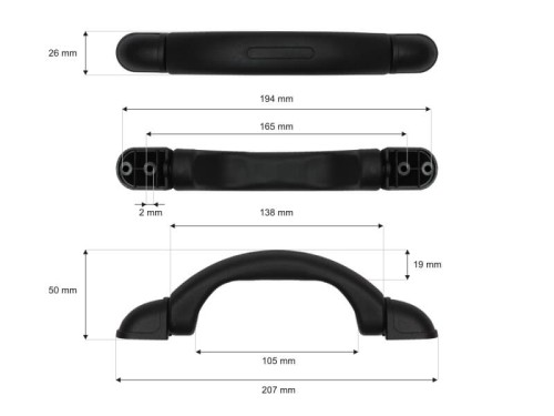Rączka plastikowa do Torebek Walizek 205mm x 26mm