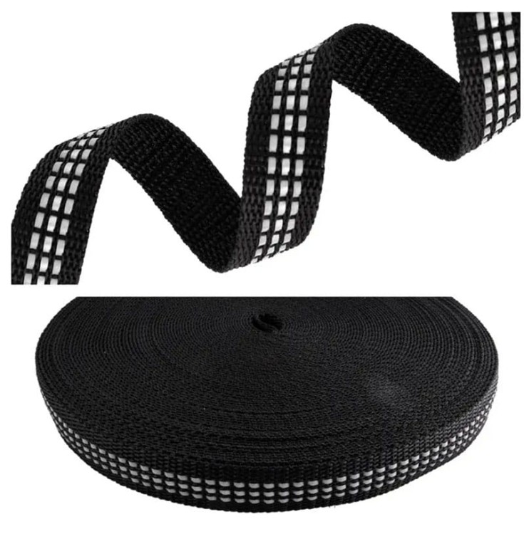 Taśma Odblaskowa polipropylen 20mm/1,5mm Czarna 5mb