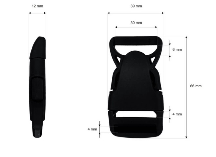 Klamra Plastikowa 30mm Zapięcie Zatrzask CZARNA 5szt