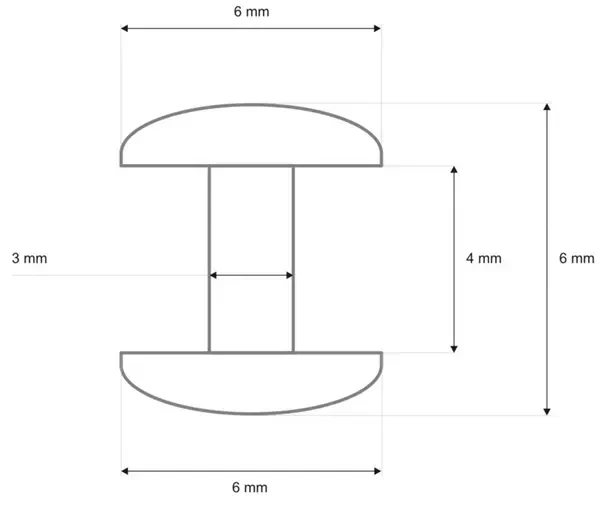 Nity kaletnicze dwustronne 6x6mm Nikiel 1000szt