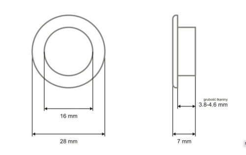 Oczka kaletnicze fi 16x28x6mm 50kpl