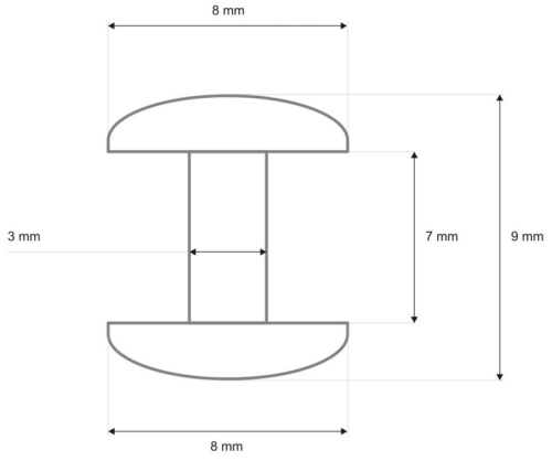 Nity dwustronne 8x9mm LUX kaletnicze SREBRNY 100szt