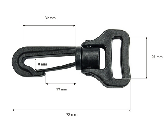 Karabinek Obrotowy 25mm Plastik 10szt Smycze Breloki