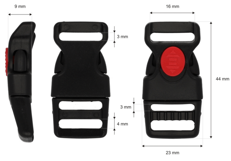 Klamra plastikowa 16x44mm Czarna 3 blokada 5szt