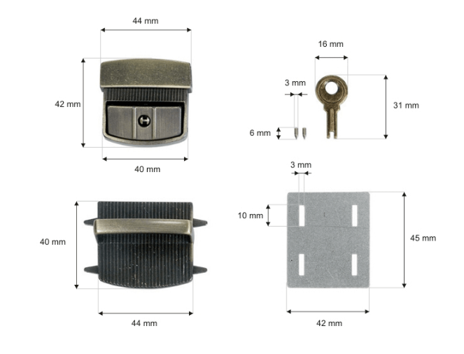 Zamek do aktówki 42x42mm
