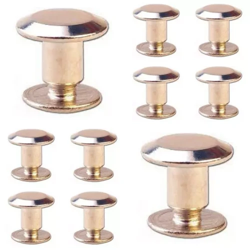 Nity skręcane 5 mm srebrne – śrubki do skóry, pasków i toreb, 10 szt