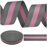 Nosná páska 38 mm, bavlna a polyester, 5 m, šedá, růžová, šedá