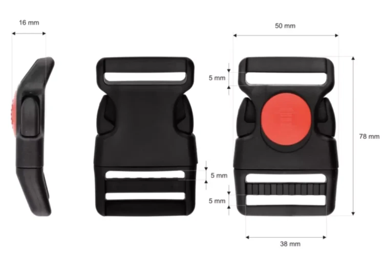 Klamra 38 mm plastikowa mrozoodporna blokada – czarno-czerwona, 5 szt.