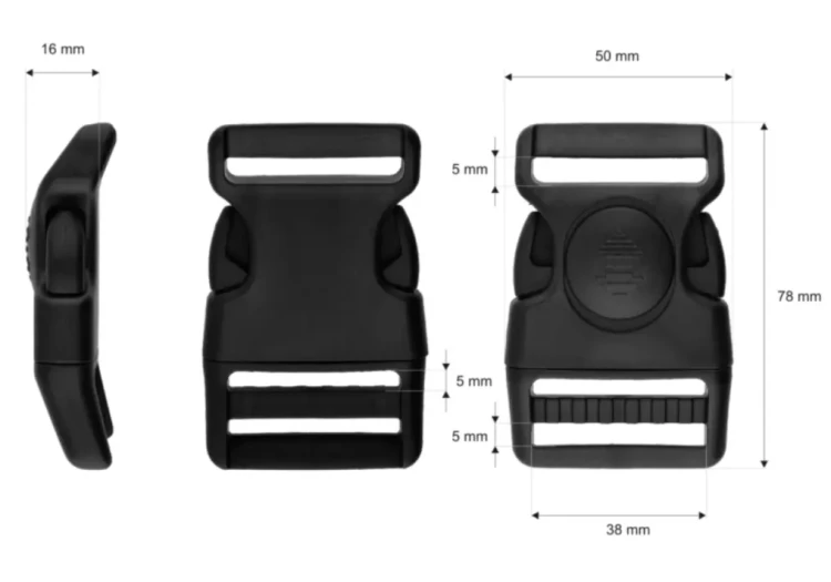 Klamra 38 mm plastikowa mrozoodporna z blokadą – czarna, 5 szt.