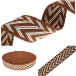 Nosná páska 38 mm, bavlna a polyester, 5 m, vzor „JODEŁKA“, hnědá