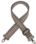 PÁSEK na kabelku 40 mm BLACK ROMB, nastavitelný, spona, ČERNÝ MAT