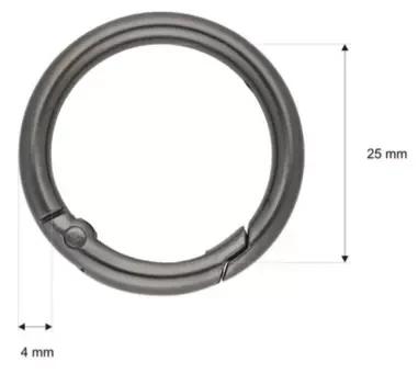 Szekla 25mm / 4mm Kółko Otwierane 5szt C.NIKIEL O-Ring karabińczyk