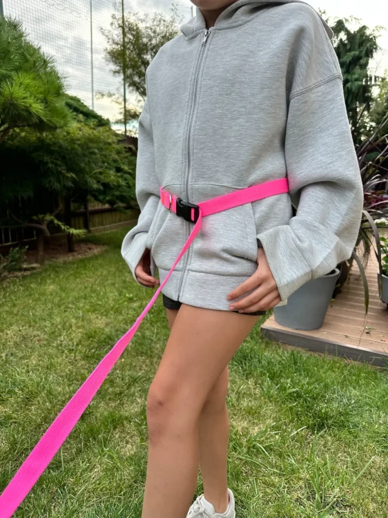 Smycz dla Psa z Amortyzatorem 280cm RÓŻ NEON Regulowana Sportowa