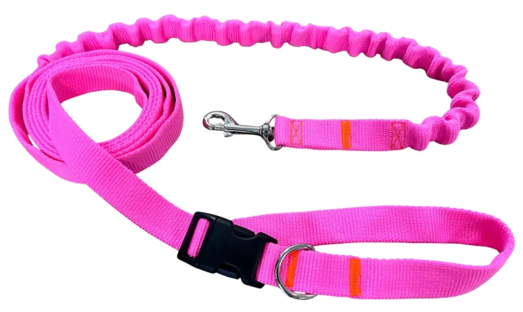 Smycz dla Psa z Amortyzatorem 380cm RÓŻ NEON Regulowana HandsFree Made in Poland