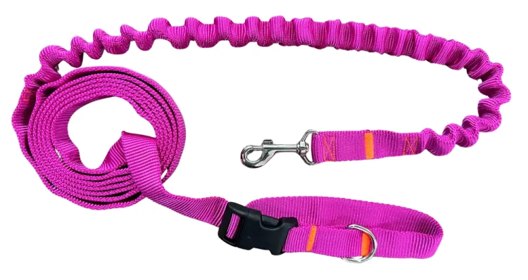 Smycz dla Psa z Amortyzatorem 380cm FUKSJA Regulowana HandsFree Made in Poland