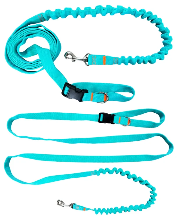 Smycz dla Psa z Amortyzatorem 380cm MIĘTA Regulowana HandsFree Made in Poland