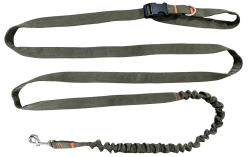 Smycz dla Psa z Amortyzatorem 380cm KHAKI Regulowana HandsFree Made in Poland