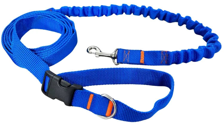 Smycz dla Psa z Amortyzatorem 380cm NIEBIESKA Regulowana HandsFree Made in Poland