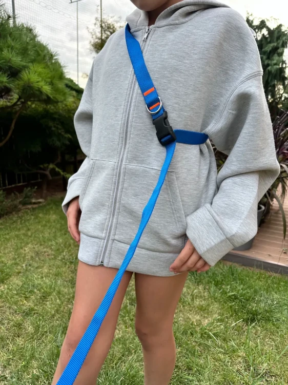 Smycz dla Psa z Amortyzatorem 380cm NIEBIESKA Regulowana HandsFree Made in Poland