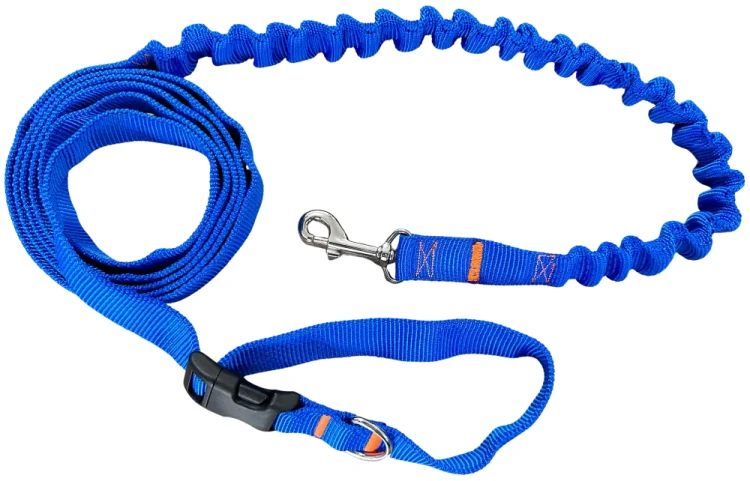 Smycz dla Psa z Amortyzatorem 380cm NIEBIESKA Regulowana HandsFree Made in Poland