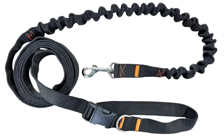 Smycz dla Psa z Amortyzatorem 380cm CZARNA Regulowana HandsFree Made in Poland