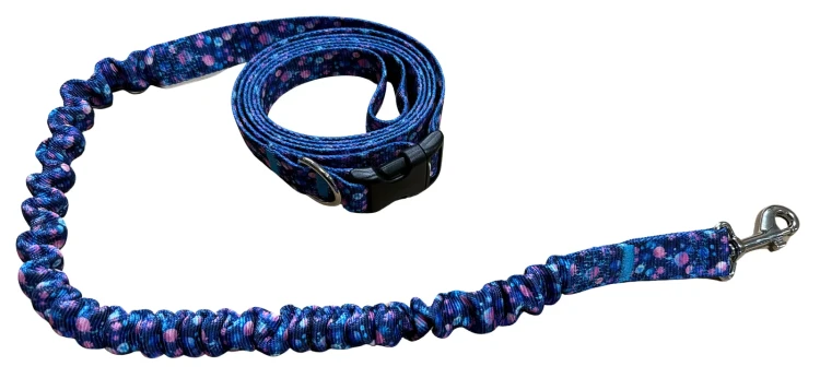 Smycz dla Psa z Amortyzatorem 380cm wzór AstroŚwiat Regulowana HandsFree