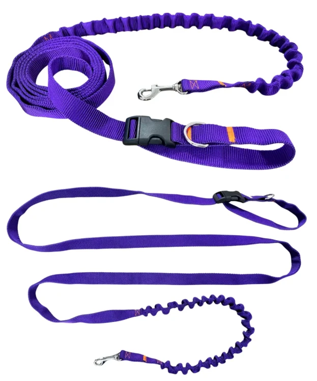 Smycz dla Psa z Amortyzatorem 480cm FIOLET Regulowana HandsFree Made in Poland