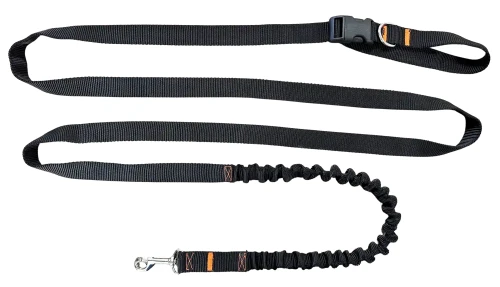 Smycz dla Psa z Amortyzatorem 480cm CZARNA Regulowana HandsFree Made in Poland