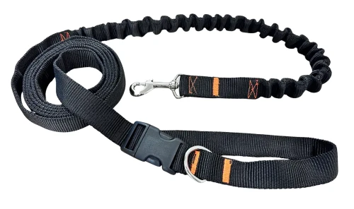 Smycz dla Psa z Amortyzatorem 480cm CZARNA Regulowana HandsFree Made in Poland