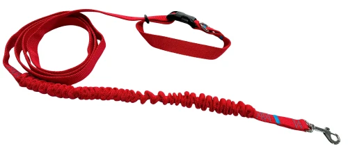 Smycz dla Psa z Amortyzatorem 280cm CZERWONA Regulowana Sportowa