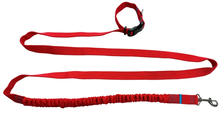 Smycz dla Psa z Amortyzatorem 480cm CZERWONA Regulowana HandsFree Made in Poland