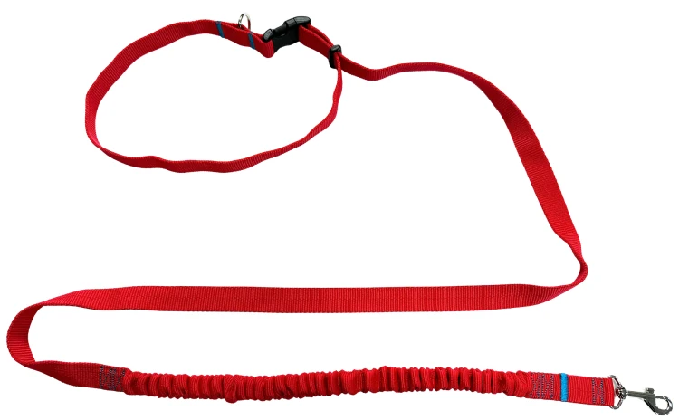 Smycz dla Psa z Amortyzatorem 480cm CZERWONA Regulowana HandsFree Made in Poland