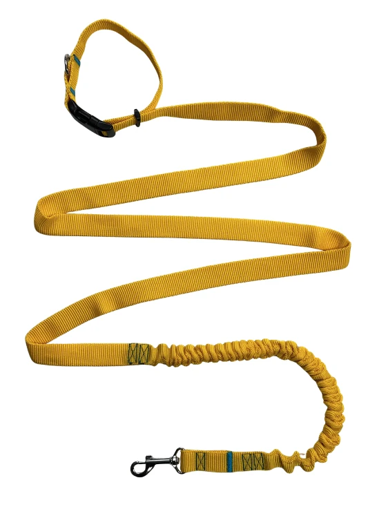 Smycz dla Psa z Amortyzatorem 480cm ŻÓŁTA Regulowana HandsFree Made in Poland