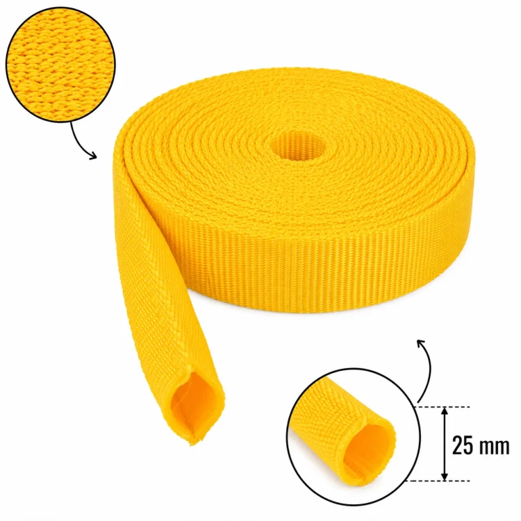 Taśma Rurowa 25mm Polipropylen Żółta 5mb