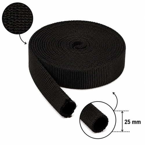 Taśma Rurowa 25mm Polipropylen Czarna 5mb