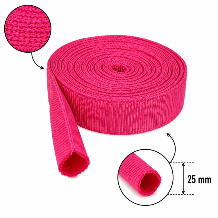 Taśma Rurowa 25mm Polipropylen Różowa 5mb