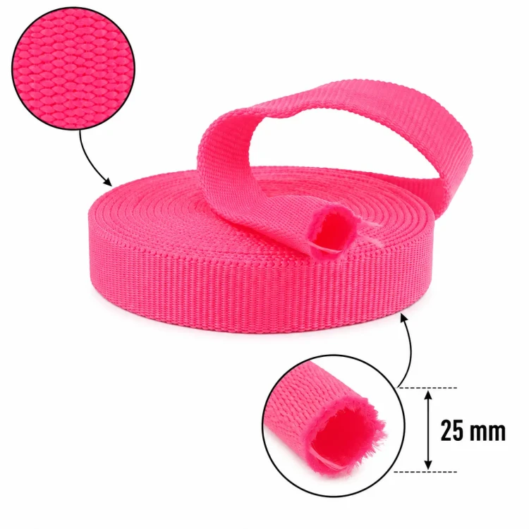 Taśma Rurowa 25mm Polipropylen Róż Neon 5mb