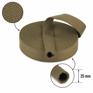 Trubková páska 25 mm, polypropylen, olivově zelená, khaki, 5 m