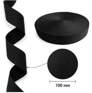 Nosná páska 100 mm, polypropylen, tloušťka 1,3 mm, černá, 5 metrů