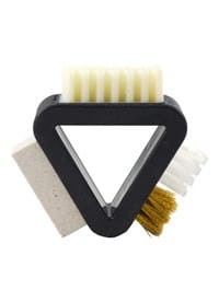 Kartáč 3 v 1 na semiš a nubuk – guma, krep, mosaz + nylon, trojúhelník 6,5 cm